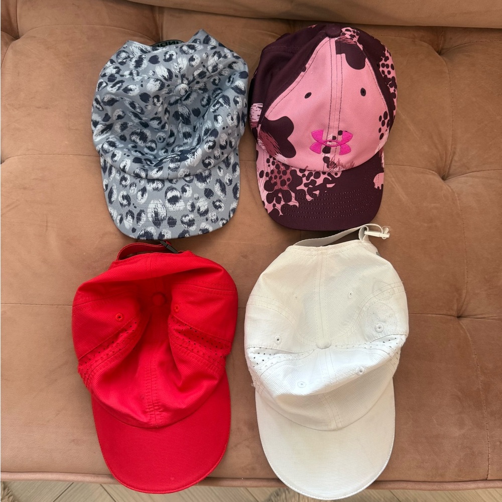 Zella & New Balance Hat Bundle – White & Red Adjustable Caps